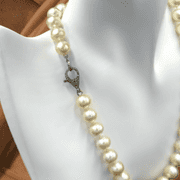 Elegant White Pearl Necklace with Diamond Lobster Clasp