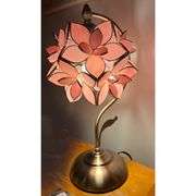 Rose Lily Stained Glass Brass Table Lamp