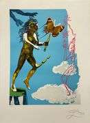Highly Collectible Salvador Dali Pencil Signed Lithograph From 'The Magic Butterfly and The Flowers'