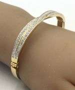 Swarovski gold tone crystal bangle bracelet
