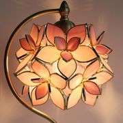 Rose Lily Stained Glass Brass Table Lamp