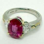 GIA certified large very fine Ruby and diamond ring in white and PT100 gold, size 6.5