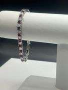 Gorgeous 18kt White Gold Simulated Red Ruby  Diamond Tennis Bracelet