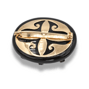 Old Vintage 40 Ct Black Oval Onyx with Natural Diamond Brooch