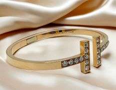 Tiffany Flexible 18K Gold Bangle with 1.17ct Diamonds