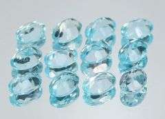 Matched! 12 piece 10.98ct full fire sky blue Topaz set