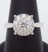 1.02CTW Diamond Halo Ring Made in 14k White Gold
