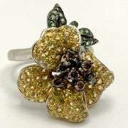 14k white gold and multicolor sapphire ring, size 8.5