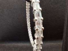 ELEGANT 14K WHITE GOLD HOOP LAB DIAMOND EARRINGS
