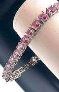 18 Kt White Gold Plated Lab Simulated 17 Ctw Pink Sapphire Tennis Bracelet