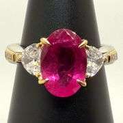 GIA certified large very fine Ruby and diamond ring in white and PT100 gold, size 6.5