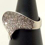 18k White Gold Pave Diamond Ring - Size 6.5
