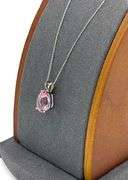 14kt White gold 3ctw pear shaped pink topaz pendant on chain