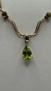 16" 14k gold Peridot and diamond necklace