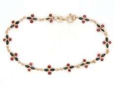 14kt Yellow gold ruby and sapphire bezel set bracelet