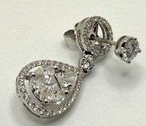 Fantastic diamond earrings pearl shape , 1 x .5 inch