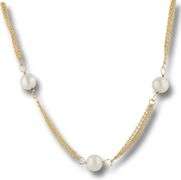 Stunning Yellow Gold 6.5mm Pearl Station Necklace