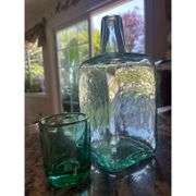 Hand-Blown Bedside Water Carafe and Drinking Glass