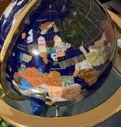 21-Inch Blue Lapis Gemstone World Globe with Gold Tripod