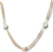 Stunning Yellow Gold 6.5mm Pearl Station Necklace