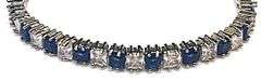 18 Kt White Gold Plated Lab Simulated Midnight Blue Sapphire and Diamond Bracelet