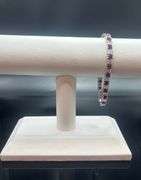 Gorgeous 18kt White Gold Simulated Red Ruby  Diamond Tennis Bracelet