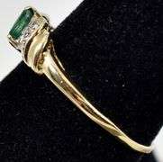 Emerald Gemstone and Diamond Ring in 10K Yellow Gold