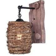 Rustic Rattan Lantern Wall Sconce