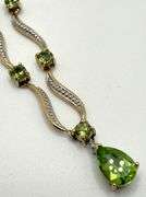 16" 14k gold Peridot and diamond necklace