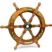 16-Inch Brass and Rosewood Nautical Steering Wheel