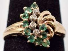 Emerald Gemstone and Diamond Ring in 14K Yellow Gold