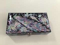 Mother of Pearl Jewelry Box Peacock Design