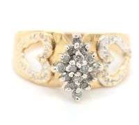 Cute Little 10K YG Diamond Cluster Ring