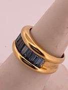 18K YELLOW GOLD BLUE TOPAZ BAND / RING