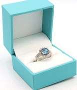 Rare Gorgeous 2.00CTS London Blue Topaz & 0.35CTW single cur faceted Diamond Ring in Sterling Silver
