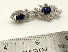 investment quality natural Sapphire and diamonds earrings, 2 inch tall and very large