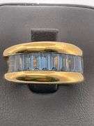 18K YELLOW GOLD BLUE TOPAZ BAND / RING