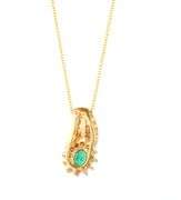 Elegant 14kt YG Emerald and Diamond Necklace