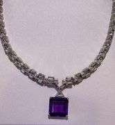 14k white gold Exquisite 9.25 cwt. Amethyst & Diamond Necklace – A Masterpiece of Elegance