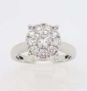 1.02CTW Diamond Halo Ring Made in 14k White Gold
