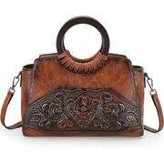 Leather Crossbody Embossed Satchel Handbag