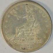 Original Uncirculated 1874-S Trade Silver Dollar. Full strike