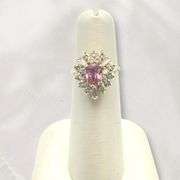 Yellow Gold Pear Cut Pink Sapphire with Mixed Cut Baguette and RBC Diamond Ring