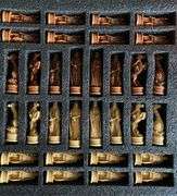 Hand Painted Viking Chessmen Set Norse Warrior Pieces