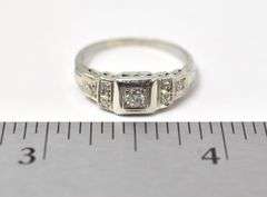 Vintage 18K White Gold Diamond Ring