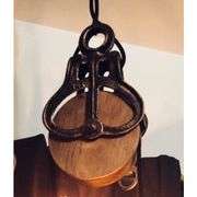 Cast Iron and Wood Farm Pulley