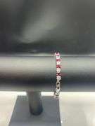 Gorgeous 18kt White Gold Simulated Red Ruby  Diamond Tennis Bracelet