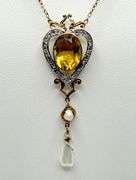 Victorian 14K Yellow Gold Citrine and Pearl Necklace