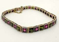 Vintage Ruby and Peridot in 14k yellow gold bracelet  , size 7