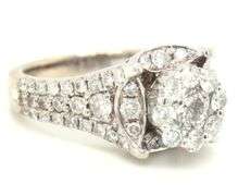 14kt White gold 1ctw diamond cluster ring